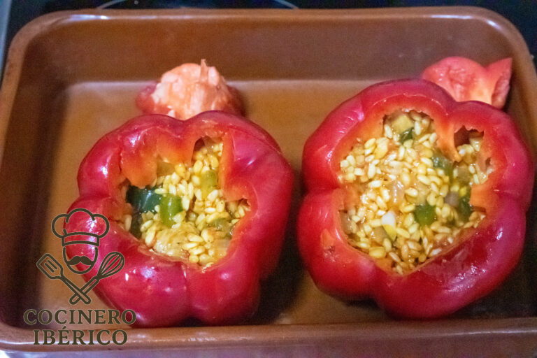 Pimientos rellenos de arroz y secreto de cerdo (2)