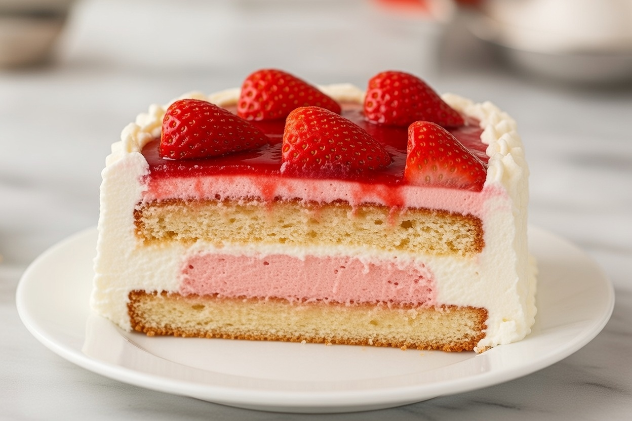 Tarta de fresas con nata